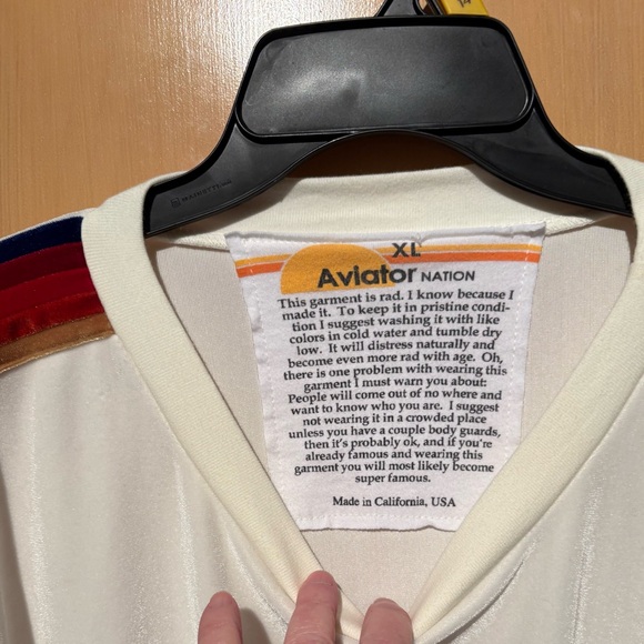 Aviator Nation Sweatshirt Classic Velvet Crew Neck Relaxed White Unisex Size XL - Picture 6 of 9